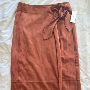 Anthropologie suede wrap mid skirt